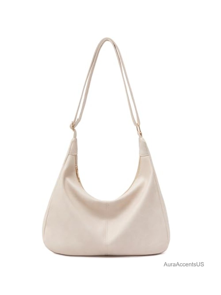 Foldable Vegan Leather Hobo Bag For Women Slouchy Shoulder Tote Crossbody Purse